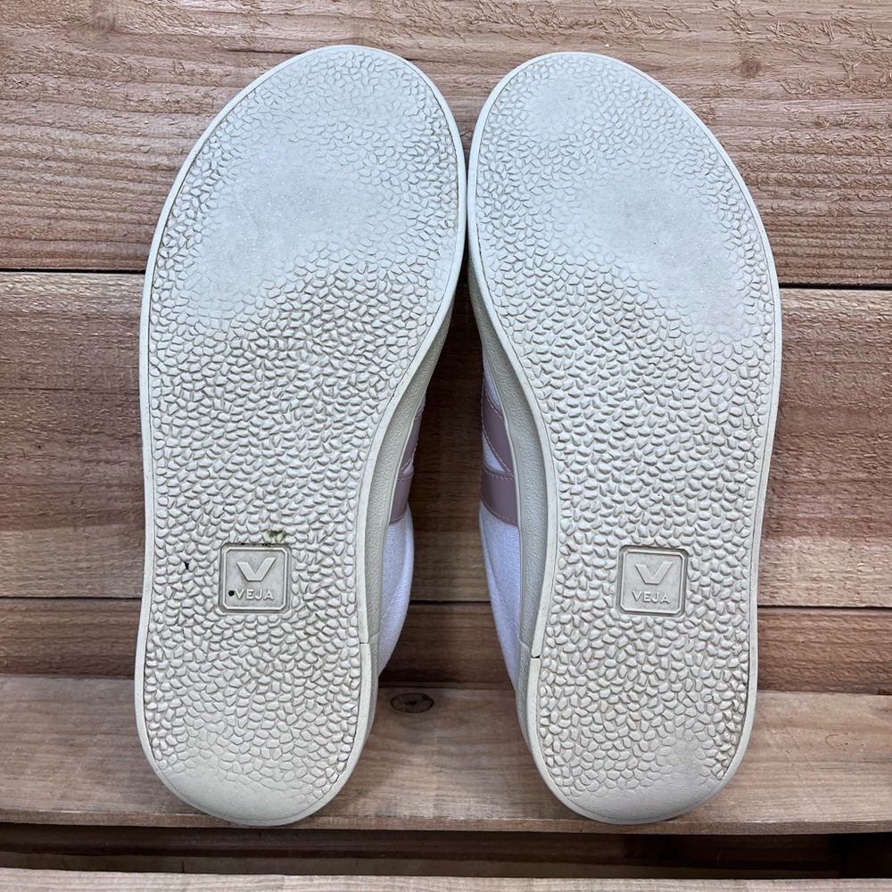 Veja White Sneakers with Pink Accent and Coral Heel - Picture 14 of 15